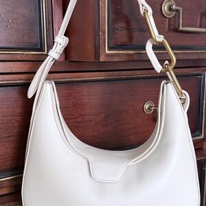 Madison West Cream Shoulder Bag with Gold Accents